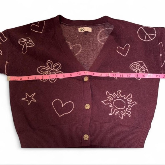 SO Women's Maroon burgundy Cardigan boho whimsical size large witchy punk emo - Picture 7 of 7